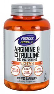 Аргинин и цитруллин Now Foods Arginine 500 Citrulline 250 120 капсул