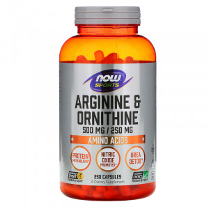 Аргинин + орнитин Now Foods Arginine Ornithine 500/250 250 капсул