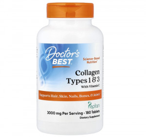 Коллаген 1 и 3 типа Doctor's Best Collagen Types 1 and 3 with Peptan 1000 мг (180 таб.)