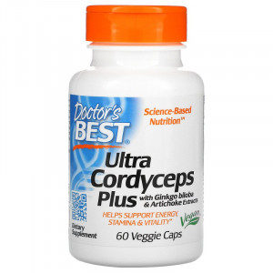 Кордицепс, гинкго билоба и артишок Doctor's Best Ultra Cordyceps Plus 60 капсул