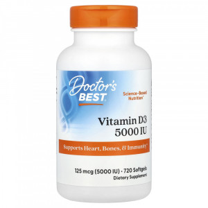 Витамин D3 Doctor's Best Vitamin D3 125 мкг 5000 IU Softgels 720 капсул