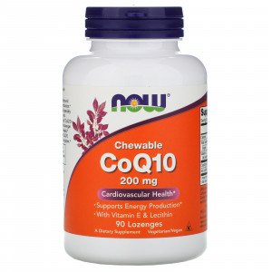 Коэнзим Q10 + витамин E и лецитин Now Foods Chewable CoQ10 200 мг 90 пастилок