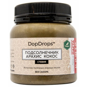 DopDrops Протеиновая паста Подсолнечник Арахис Кокос Стевия Веган (250 гр.)