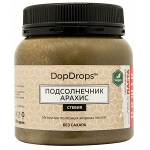 DopDrops Протеиновая паста Подсолнечник Арахис Стевия Веган (250 гр.)