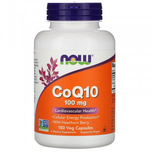 Коэнзим Q10 + боярышник Now Foods CoQ10 100 мг 180 капсул
