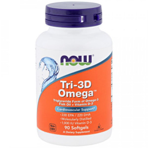 Омега 3 + витамин D3 Now Foods Tri-3D Omega 330 EPA/220 DHA Softgels 90 капсул