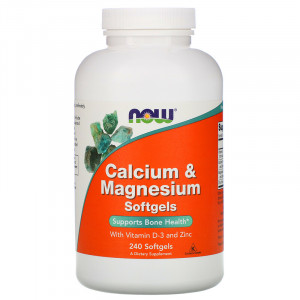 Кальций и магний Now Foods Calcium Magnesium Softgels 240 капсул