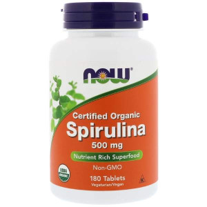 Now Foods Certified Organic Spirulina 500 мг 180 таблеток