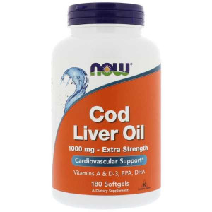 Жир из печени трески Now Foods Cod Liver Oil 1000 мг Softgels 180 капсул