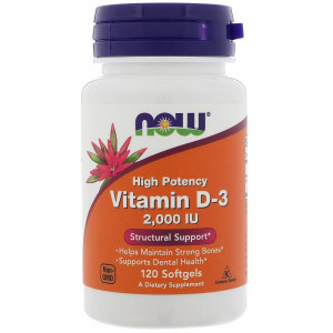 Now Foods Vitamin D-3 2000 IU Softgels 120 капсул