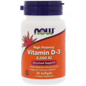 Now Foods Vitamin D-3 2000 IU Softgels 30 капсул