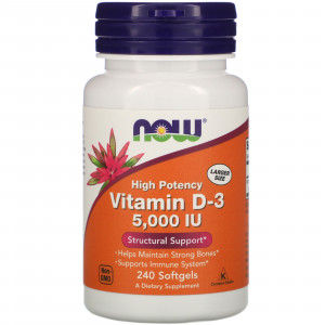 Витамин D3 Now Foods Vitamin D-3 5000 IU Softgels 240 капсул