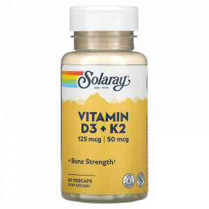 Витамины D3 и K2 Solaray Vitamin D3 + K2 60 капсул