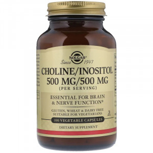 Холин и инозитол Solgar Choline 500 мг Inositol 500 мг 100 капсул