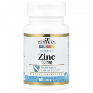Цинк хелат 21st Century Zinc Chelated 50 мг 60 таблеток
